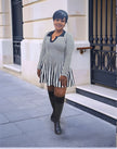 Women's Vertical Stripe Pleated Knitted Dress