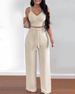 FashionPrice Twin Set V-Neck Crop Top Wide-Leg Trouser