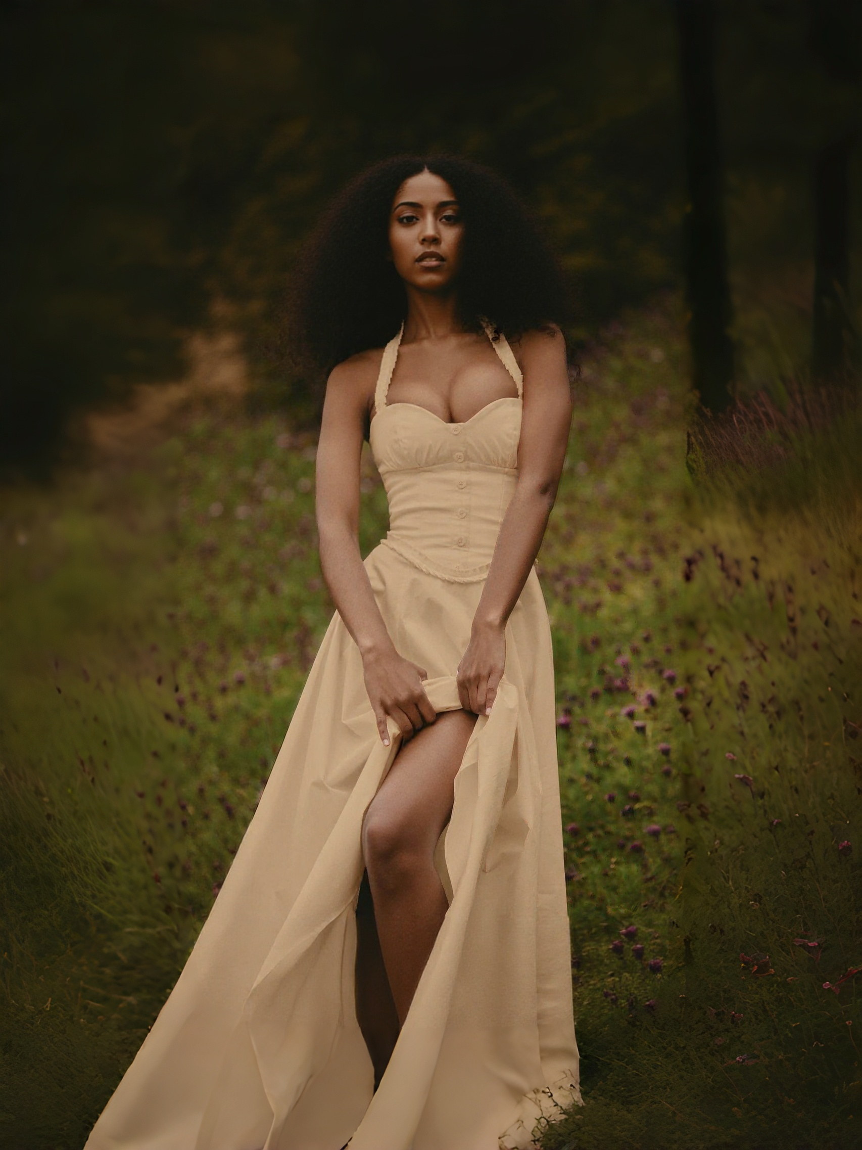 A Line Sleeveless Button Midi Dress