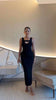 Ribbed knit midi dress, sleeveless, square neckline cutout, black