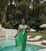 Tropical Print 4-Piece Swimsuit Set for Women | Bikini + Cover-Up + Ruffle Top + Sheer Skirt