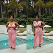 Tropical Print 4-Piece Swimsuit Set for Women | Bikini + Cover-Up + Ruffle Top + Sheer Skirt