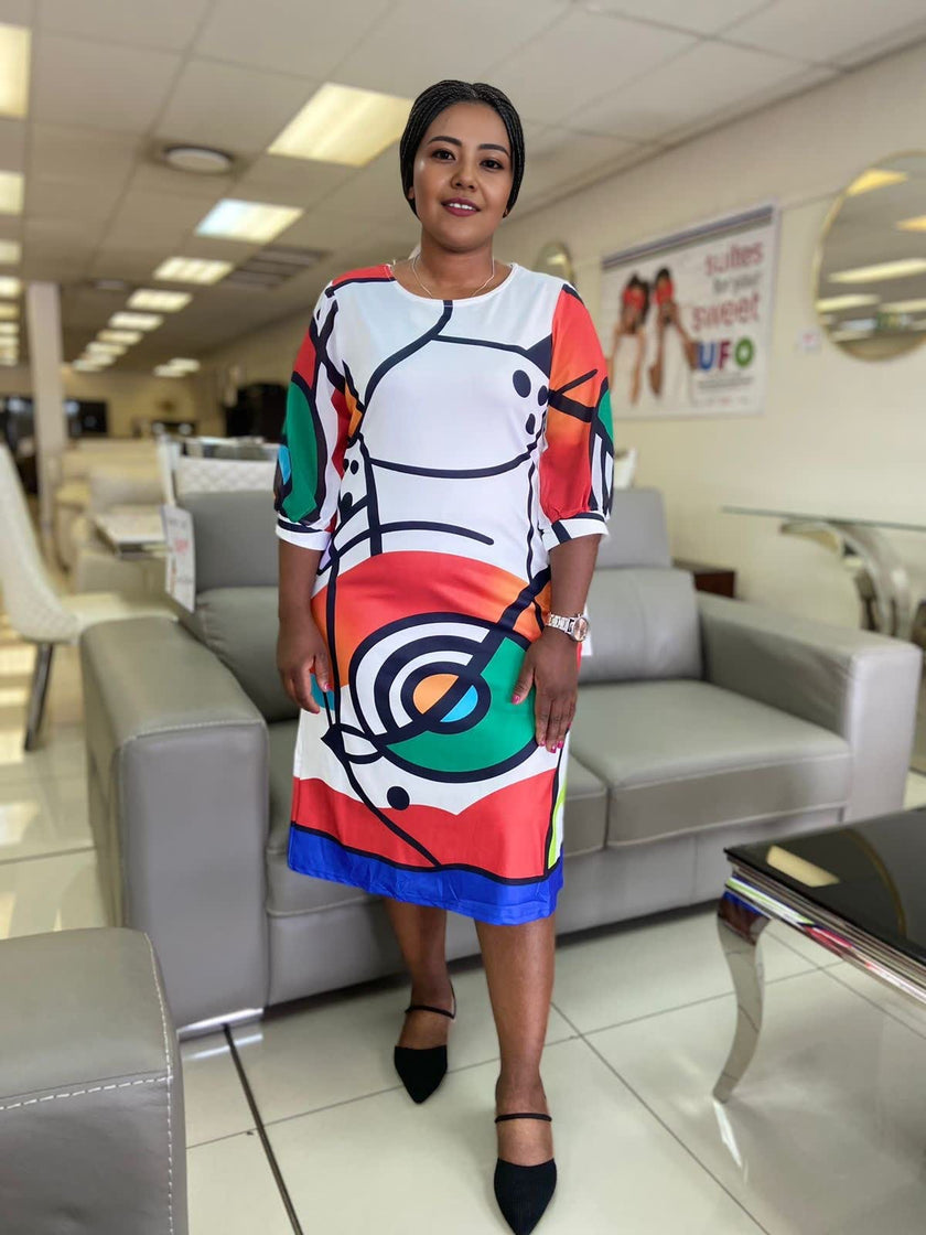 Women's Loose Dress with Geometric Patterns