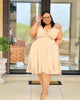 V-Neck Short Sleeve A-Line Dress with Shoulder Floral Embellishment