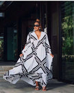 Geometric Maxi Dress Flowing Deep V-Neck Chic