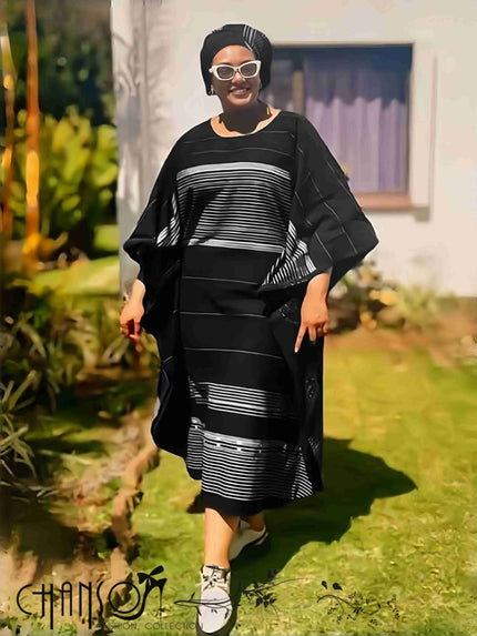 Dress Striped Wide Sleeve Traditional Chic Outfit