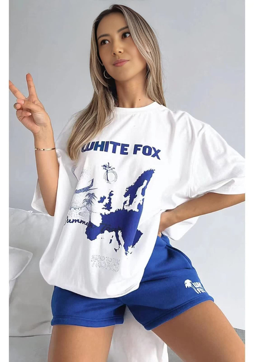 Graphic T-Shirt and Athletic Shorts Set - Casual Sportswear