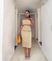 Velvet Sleeveless Top with Fitted Pencil Skirt Twin Set