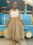 Pleated Tiered Midi Skirt with Textured Layers