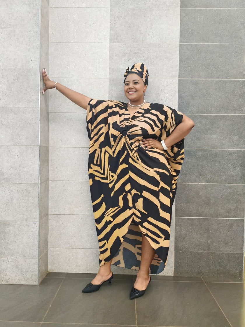 Women's Sleeveless Geometric Pattern Dress with Front Pleat Design, Loose Fit