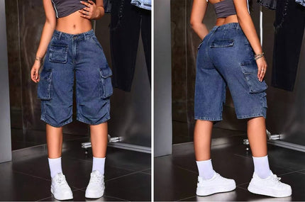 Shorts Multi-Pocket Denim Cargo Chic Casual Outfit