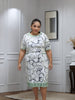 Knee-Length Sheath Dress with Geometric Circle Pattern