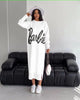 Dress Long Sleeve Knit Barbie Script Chic Casual