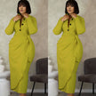 Green-yellow midi dress with bow detail, button front and stretchy waist