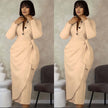 Nude midi dress with bow detail, button front and stretchy waist