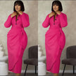 Deep-pink midi dress with bow detail, button front and stretchy waist