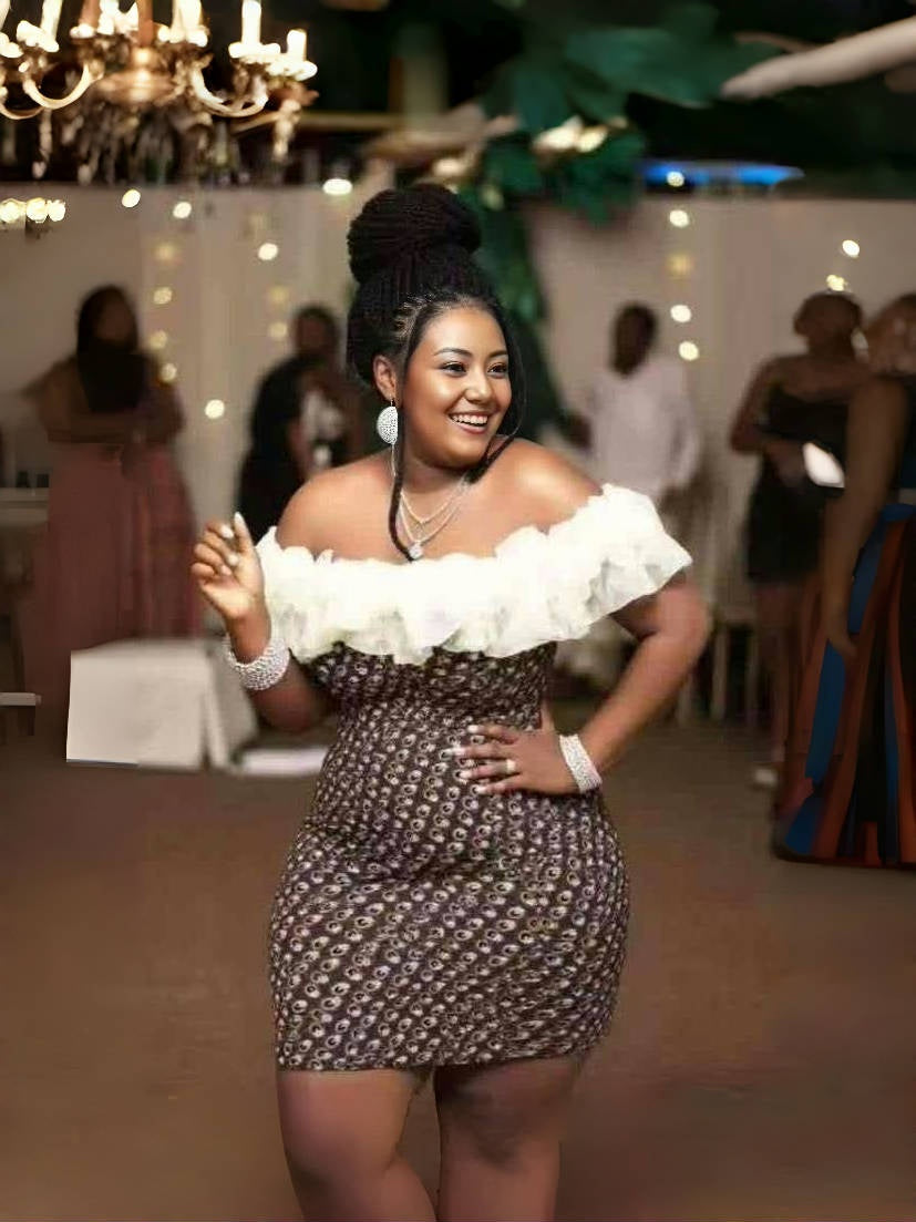 Off-Shoulder Ruffle Neckline Party Dress