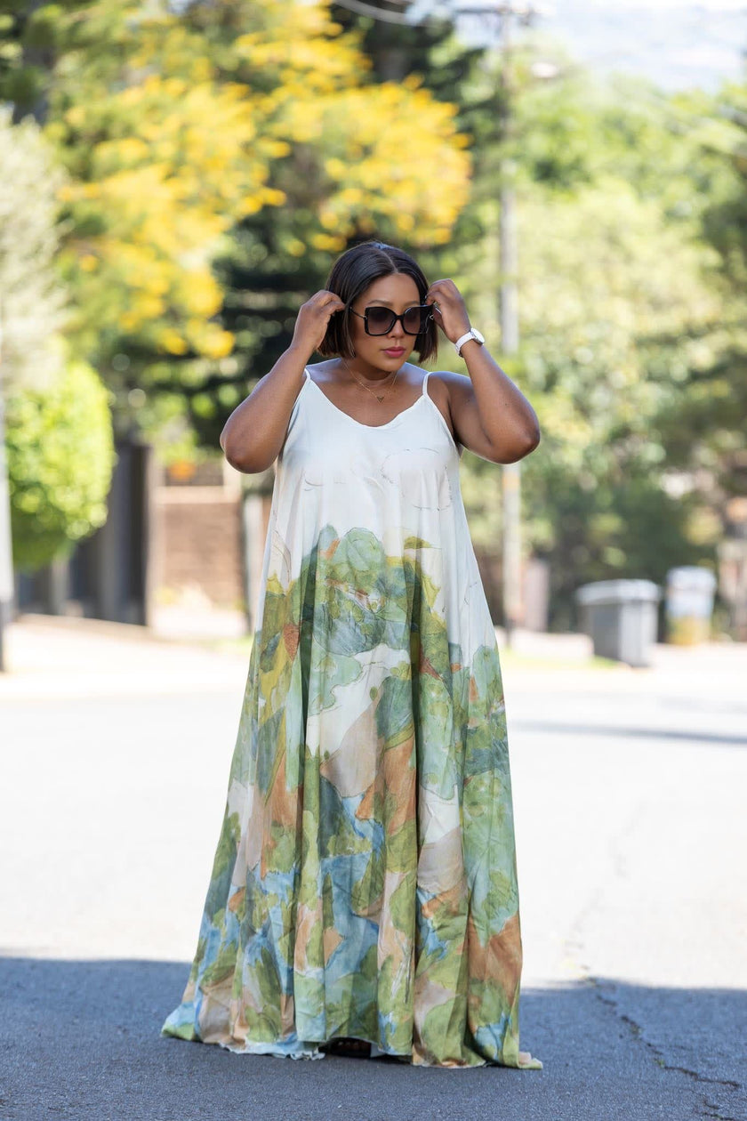 Women's Sleeveless Spaghetti Strap Maxi Dress