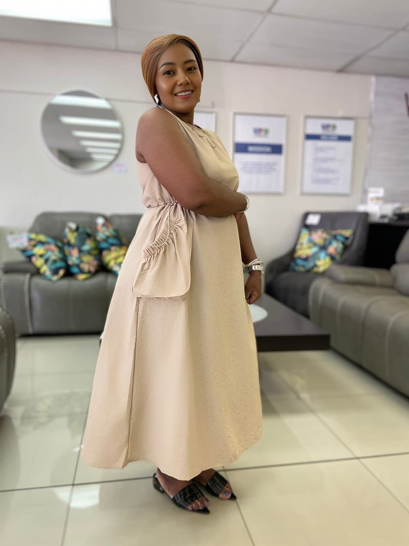 Pocket-Waisted Sleeveless Midi Dress