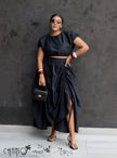 Two-Piece Set Crop Top Ruched Maxi Skirt Casual Chic