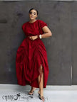 Two-Piece Set Crop Top Ruched Maxi Skirt Casual Chic