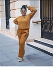 Coffee-brown two-piece jogger set with sweatshirt and matching joggers
