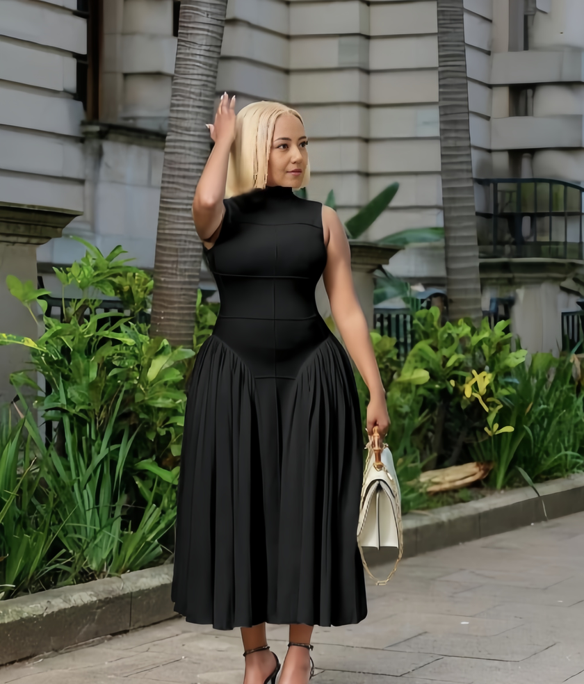 Elegant Waist-Defined A-Line Dress