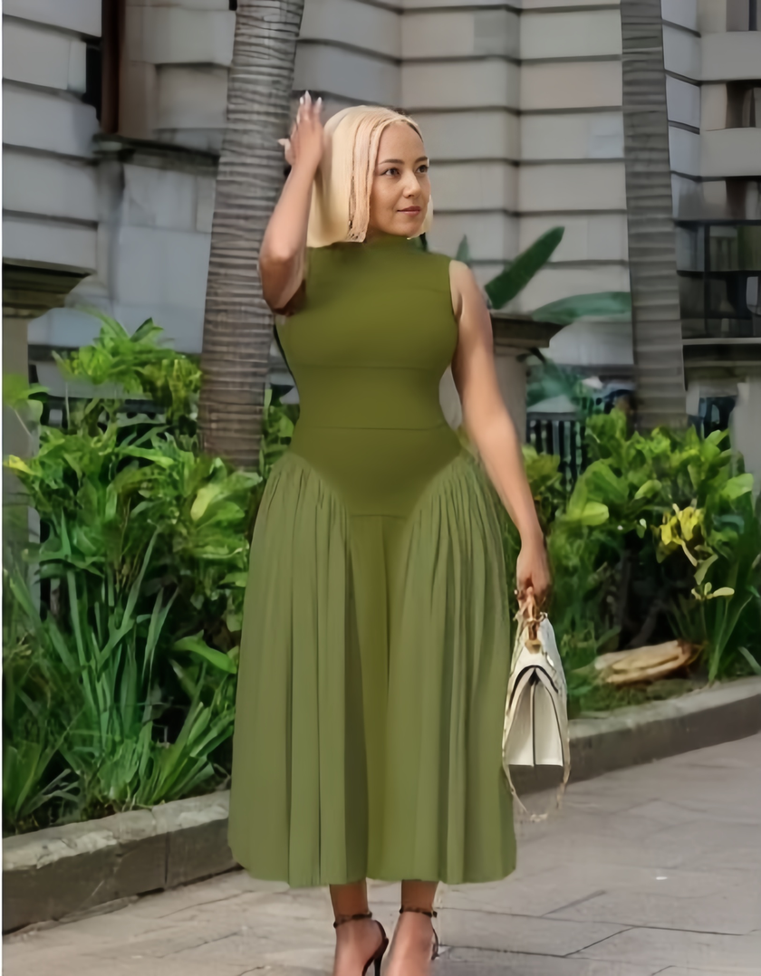 Elegant Waist-Defined A-Line Dress