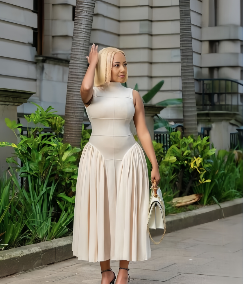 Elegant Waist-Defined A-Line Dress