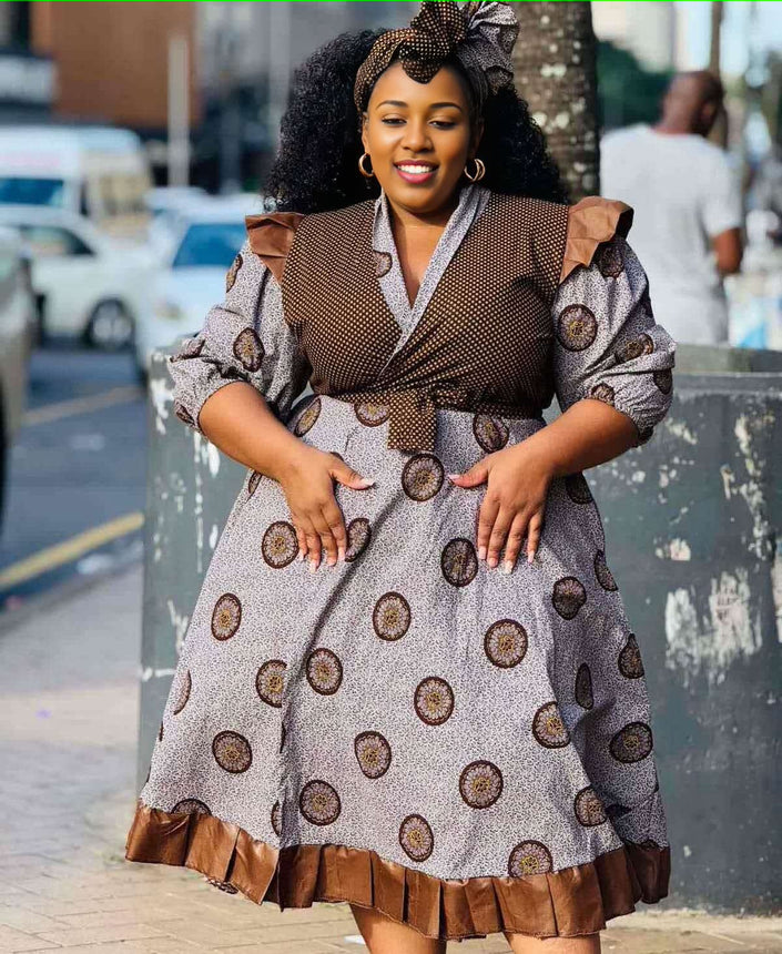 African Print Puff Sleeve Dress Ethnic Chic Style