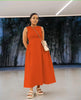 Sleeveless Fit-and-Flare Maxi Dress with Pleated Waist