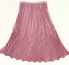 Pink pleated midi skirt with chevron zigzag pleats and elastic stretch waistband