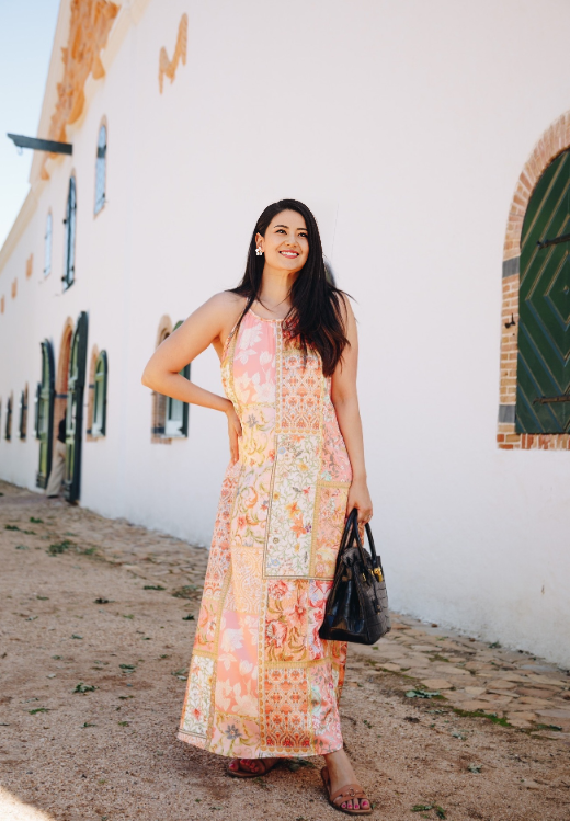 Bohemian Patchwork Halter Maxi Dress