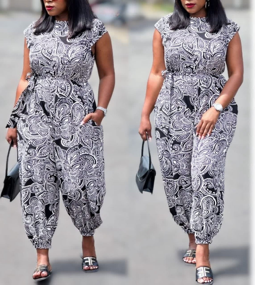 Spring/Summer Casual Printed Jumpsuit