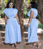 Sleeveless Hollow Waist Design High-Waisted Ethnic Long Skirt Set