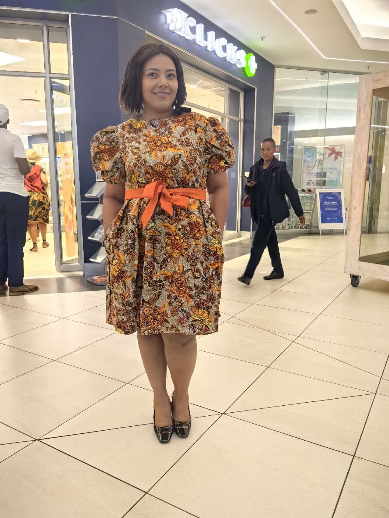 Floral Dress Flared Cinched Waist Belt Chic Casual