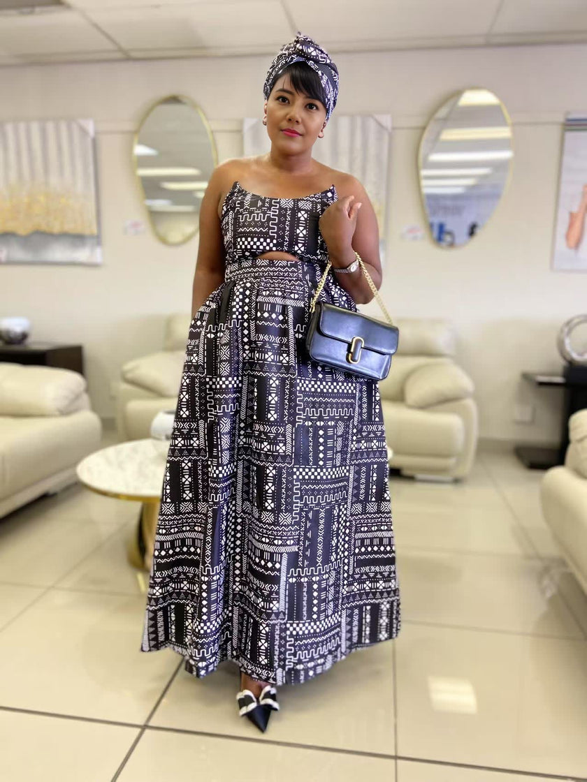 Chinese Retro Style Sleeveless Cutout Dress, Geometric Pattern Design, Loose Long Skirt