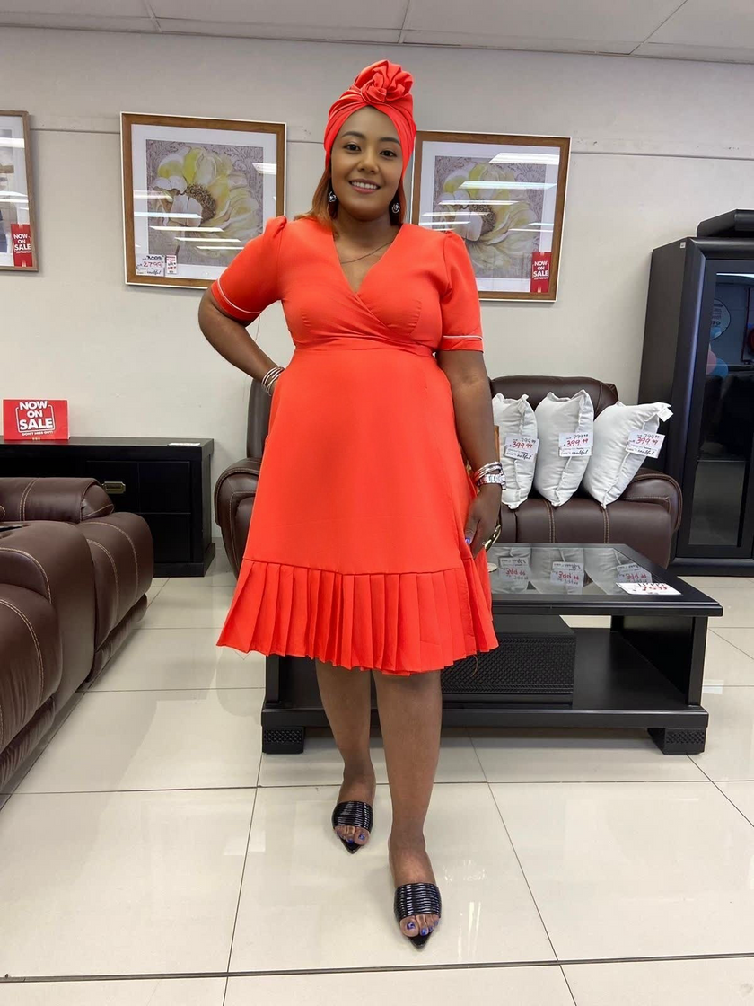 V-Neck Ruffle Hem Wrap Dress with Short Sleeves