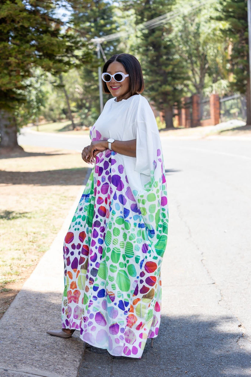 Women's Loose Long Robe with Colorful Geometric Pattern