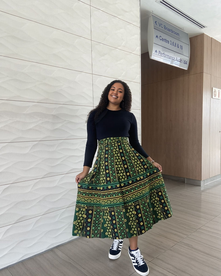 High-Waisted A-Line Printed Skirt