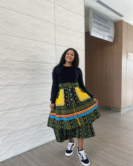 Set Women's 3-Piece Skirt Turtleneck African Print