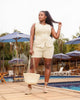 Women's Sleeveless Buttoned Top + High-Waisted Shorts Set