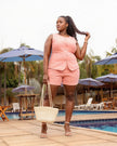 Women's Sleeveless Buttoned Top + High-Waisted Shorts Set