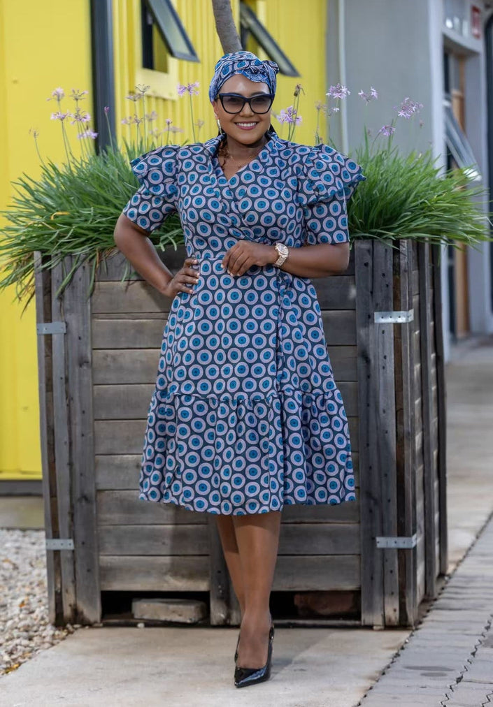 Ethnic Style Polka Dot Dress Short Sleeve Ruffle Chic