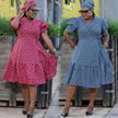 Ethnic Style Polka Dot Pattern Short Sleeve Traditional Dress with Ruffle Design