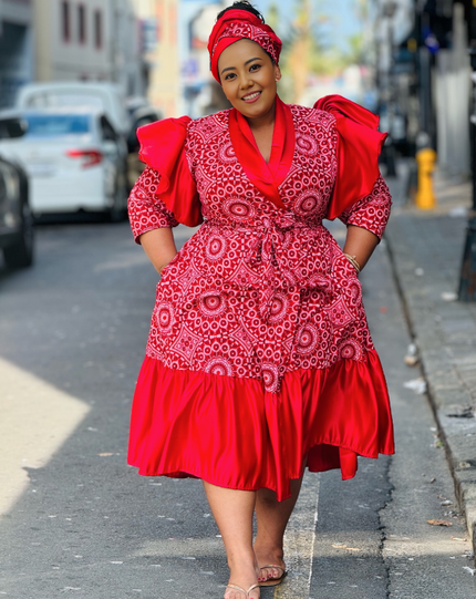 Dress Traditional Flared Skirt Geometric Circular Ruffle Chic