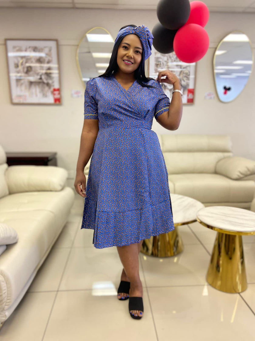 thnic Wrap Dress, V-Neck Short Sleeve Midi Dress