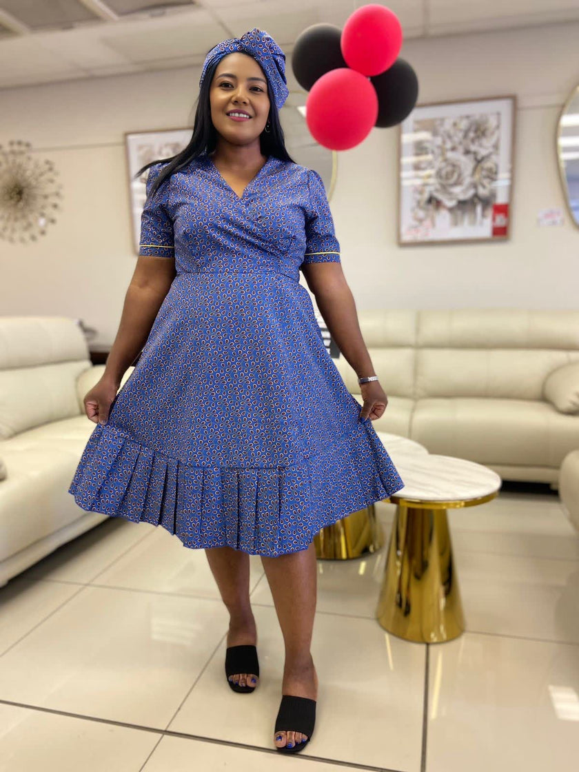 thnic Wrap Dress, V-Neck Short Sleeve Midi Dress