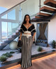 Striped Knit Two-Piece Set with Tie-Front Crop Top and High-Waisted Maxi Skirt