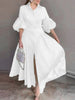 Elegant Puff Sleeve  Dress with High-Waist Belt Detailing